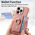 For iPhone 13 Pro Litchi Leather Oil Edge Ring Card Back Phone Case(Pink)