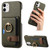 For iPhone 11 Litchi Leather Oil Edge Ring Card Back Phone Case(Green)