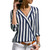Women Striped Shirt Long Sleeve V-neck Shirts Casual Tops Blouse, Size:XL(Navy Blue)