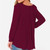 Women Chiffon Shirt Round Neck Long-Sleeved Slim Shirt, Size: XL(Wine Red)