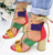 Women Shoes Openwork Color Block Hemp Lace Up High Heels, Size:35(Green)