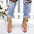 Women Shoes Openwork Color Block Hemp Lace Up High Heels, Size:35(Green)