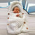 Children Sweater Wooden Button Tassel Hat Baby Hooded Sleeping Bag, Size:One Size(Pink)