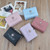 Simple Mini Vintage Flowers Short Women's Folding Wallet Coin Purse(Blue)