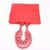 2 PCS National Style Scarf with Imitation Pearl Necklace(Watermelon red)