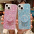 For iPhone 14 Pro Max Starry Sequin Round Stand Epoxy TPU Phone Case(Pink)