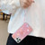 For iPhone 14 Pro Starry Sequin Jade Butterfly Epoxy TPU Phone Case with Strap(Pink)