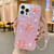 For iPhone 15 Pro Max Starry Sequin Jade Butterfly Epoxy TPU Phone Case with Strap(Pink)