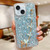 For iPhone 15 Starry Sequin Butterfly Chain Epoxy TPU Phone Case(Blue)