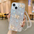 For iPhone 13 mini Starry Sequin Jade Butterfly Epoxy TPU Phone Case with Strap(Silver)