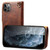 For iPhone 12 / 12 Pro Denior Oil Wax Cowhide Magnetic Button Genuine Leather Case(Brown)