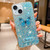 For iPhone 14 Plus Starry Sequin Rhinestones Butterfly Epoxy TPU Phone Case(Blue)