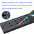 TB-T12 3000W 2m 4-USB Ports + 6-Jacks Multifunctional Flame-Retardant Socket With Switch(EU Plug)