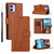 For iPhone 12 PU Genuine Leather Texture Embossed Line Phone Case(Brown)