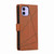 For iPhone 12 PU Genuine Leather Texture Embossed Line Phone Case(Brown)