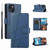 For iPhone 13 mini PU Genuine Leather Texture Embossed Line Phone Case(Blue)