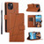 For iPhone 13 mini PU Genuine Leather Texture Embossed Line Phone Case(Brown)