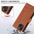 For iPhone 13 mini PU Genuine Leather Texture Embossed Line Phone Case(Brown)