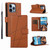 For iPhone 13 Pro Max PU Genuine Leather Texture Embossed Line Phone Case(Brown)