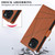 For iPhone 15 PU Genuine Leather Texture Embossed Line Phone Case(Brown)