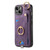 For iPhone 15 Retro Skin-feel Ring Card Bag Phone Case with Hang Loop(Purple)