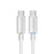 USAMS Type-C To Type-C Aluminum Alloy Clear LED 100W Fast Charge Data Cable, Length:1.2m(White)
