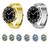 For Samsung Galaxy Watch6 Classic 43mm R950 Electroplate PC Case + Tempered Film + Watch Bezel Ring Set(Blue+Silver)