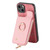 For iPhone 11 Pro Cross Leather Ring Vertical Zipper Wallet Back Phone Case(Pink)
