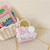 Girls Princess Pearl Handbag Children Single Shoulder Crossbody Bag(Flower Pink)