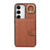 For Samsung Galaxy Galaxy S23 5G Brushed Texture Wallet Ring Holder Phone Case(Brown)