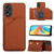 For OPPO A38 4G/A18 4G Skin Feel PU + TPU + PC Card Slots Phone Case(Brown)