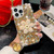 For iPhone 15 Pro Sunflower Holder Hand-set Diamond PC Phone Case(Gold)
