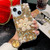 For iPhone 14 Sunflower Holder Hand-set Diamond PC Phone Case(Gold)