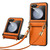 For Samsung Galaxy Z Flip3 5G SULADA Elegant Rhombic Texture Folding Phone Case with Lanyard(Orange)