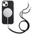 For iPhone 13 Wheat MagSafe Magnetic Straw Material + TPU Phone Case with Lanyard(Black)