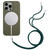 For iPhone 15 Pro Max Wheat MagSafe Magnetic Straw Material + TPU Phone Case with Lanyard(Army Green)