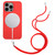 For iPhone 12 Pro Wheat MagSafe Magnetic Straw Material + TPU Phone Case with Lanyard(Red)