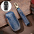 Hallmo Car Cowhide Leather Key Protective Cover Key Case for Ford Focus  A Style(Blue)