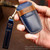 Hallmo Car Cowhide Leather Key Protective Cover Key Case for Ford Focus  A Style(Blue)