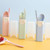 4 In 1 Portable Wheat Straw Tableware Set Outdoor Travel Storage Tableware Box, Style: B With Chopsticks (Blue)