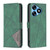 For Tecno Spark 10 4G Magnetic Buckle Rhombus Texture Leather Phone Case(Green)