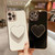 For iPhone 15 Electroplating Love Heart Holder TPU Phone Case(White)