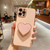For iPhone 13 Pro Max Electroplating Love Heart Holder TPU Phone Case(Pink)
