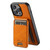 For iPhone 15 Pro Suteni H15 MagSafe Oil Eax Leather Detachable Wallet Back Phone Case(Khaki)