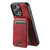 For iPhone 15 Pro Max Suteni H15 MagSafe Oil Eax Leather Detachable Wallet Back Phone Case(Red)