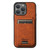 For iPhone 15 Pro Suteni H16 Litchi Texture Leather Detachable Wallet Back Phone Case(Khaki)