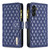 For Samsung Galaxy A35 Diamond Lattice Zipper Wallet Leather Flip Phone Case(Blue)