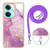 For OnePlus Nord CE3 Electroplating Marble Dual-side IMD Phone Case with Lanyard(Purple 001)