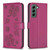 For Samsung Galaxy S21+ 5G Four-leaf Embossed Leather Phone Case(Rose Red)