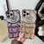 For iPhone 13 Pro Max Bear Shape Electroplated TPU Phone Case with Gradient Glitter Paper(Purple)